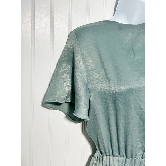 Show Me Your Mumu Women's‎ Riviera Tie-Front Romper Ruffle Trim Green Large - Picture 6 of 14